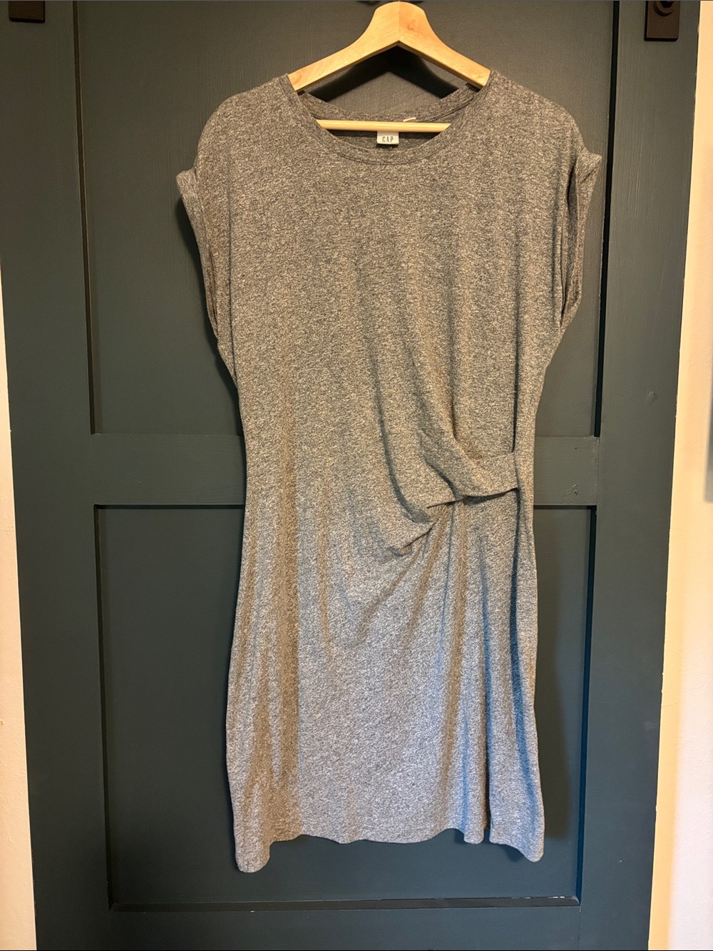 GAP Heather Gray Twist-Front Cotton Dress